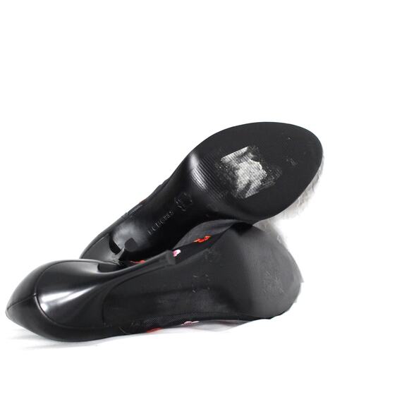 BCBGirls Docre Black Mesh Floral Bow Peep Toe Slip On Heels Size 9 - Picture 5 of 5